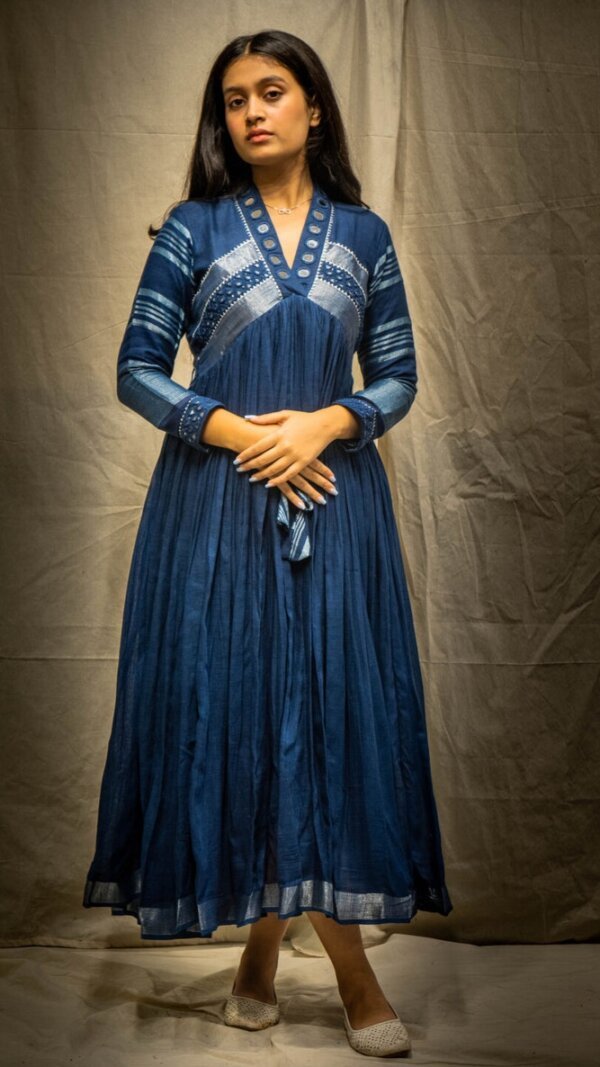 Premium Cotton Embroidery And glasss Work Party Gown