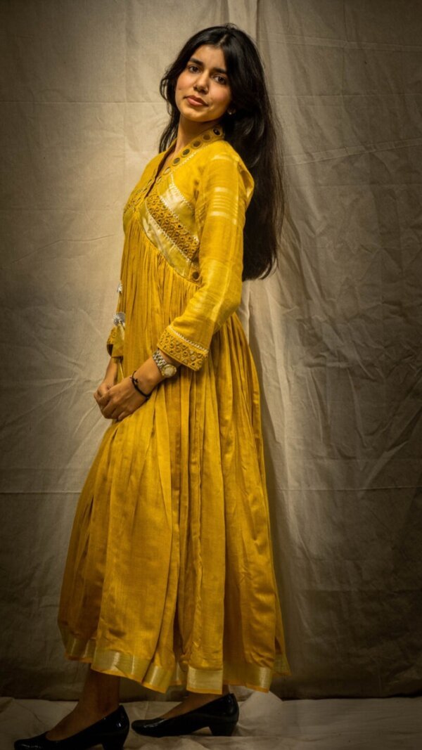 Premium Cotton Embroidery And glasss Work Party Gown - Image 2