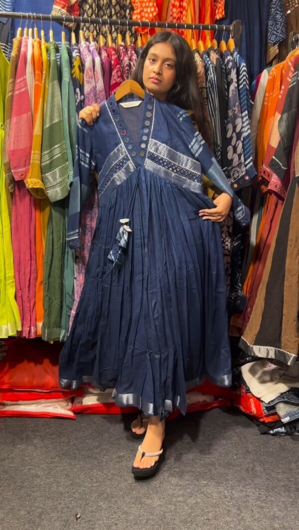 Premium Cotton Embroidery And glasss Work Party Gown - Image 4