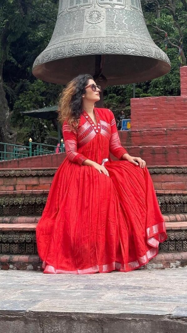 Premium Cotton Embroidery And glasss Work Party Gown - Image 4